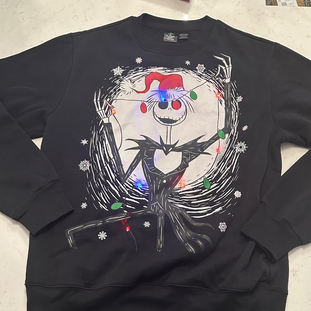 Disney Nightmare before Christmas light up Sweater Jack Skellington M Medium